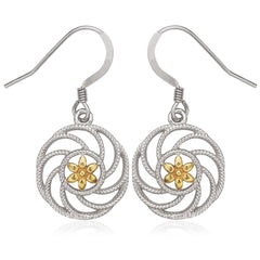 Sterling Silver Flower with Center GP Flower Earrings