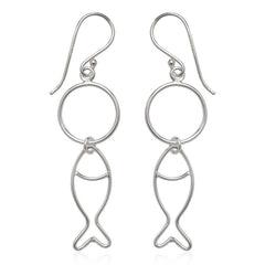 Sterling Silver Open Wire Fish Earrings