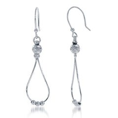 Sterling Silver Diamond Cut Bead with Square Snake Loop and Shiny Bead Earrings
