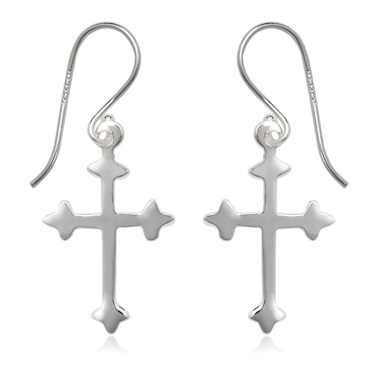 Sterling Silver Flat Cross Earrings