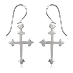 Sterling Silver Flat Cross Earrings