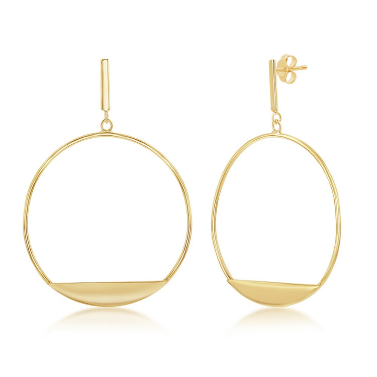 Sterling Silver Gold Plated Bar with Designed Hoop Earrings