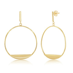 Sterling Silver Gold Plated Bar with Designed Hoop Earrings