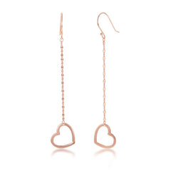 Sterling Silver Fancy Chain with Open Heart Earrings - Rose Gold Plated