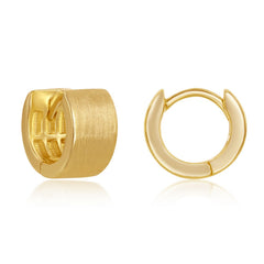 Sterling Silver 6x12mm Huggie Hoop Earrings - Brushed Gold Plated