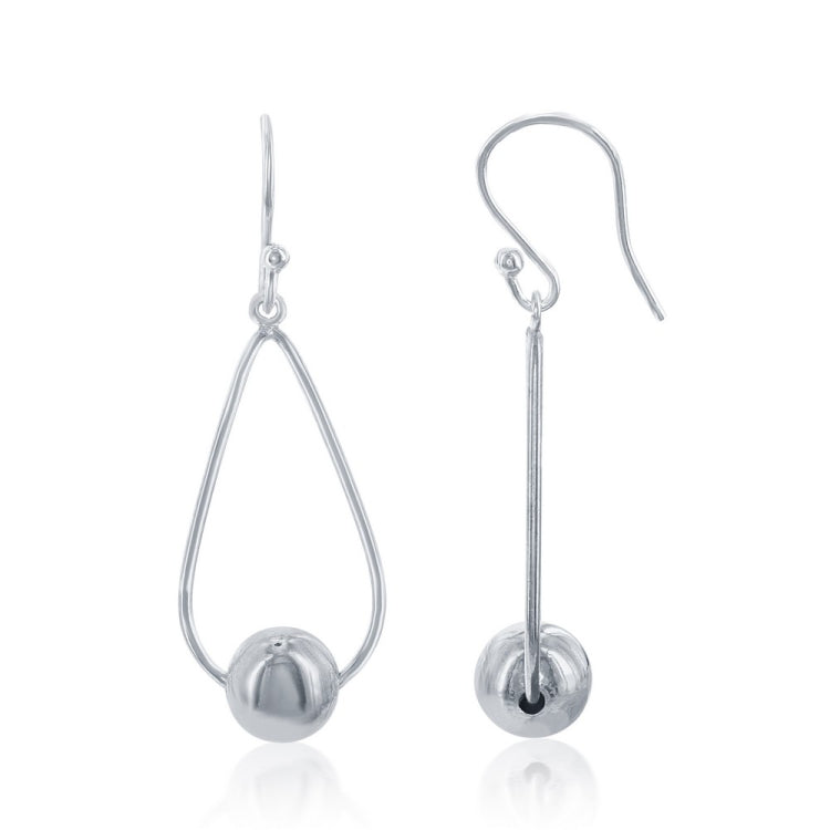 Sterling Silver Wire Teardrop with Bead Earrings