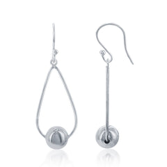 Sterling Silver Wire Teardrop with Bead Earrings