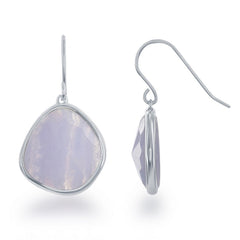 Sterling Silver Rounded Square Blue Lace Agate Earrings
