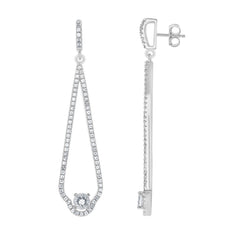 Sterling Silver Thin Long Open 5.74cttw White Topaz Teardrop Bridal Earrings