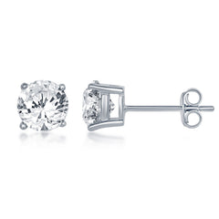 Sterling Silver 6MM Crystal "April" Swarovski Element Earrings