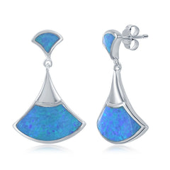 Sterling Sivler Triangle Shaped Blue Inlay Opal Earrings