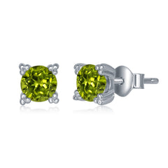 Sterling Silver 5MM Round Peridot Stud Earrings