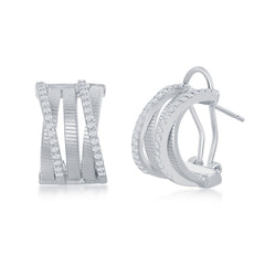 Sterling Silver Designer Earrings, Set with CZ, Bonded with Platinium, MADE IN ITALY