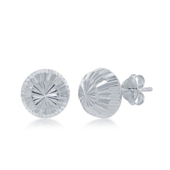 Sterling Silver Diamond-Cut Half Bead Stud Earrings