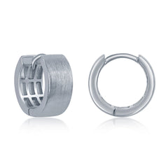 Sterling Silver Brushed 6x14mm Huggie Hoop Earrings