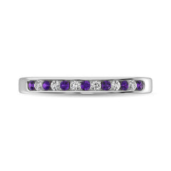 14K White Gold 1/6 Ctw Amethyst & Diamond Machine Band