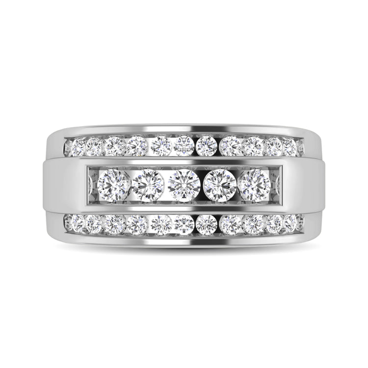 10K White Gold 1/2 Ctw Round Cut Diamond Mens Wedding Band