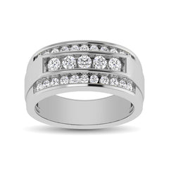 10K White Gold 1/2 Ctw Round Cut Diamond Mens Wedding Band