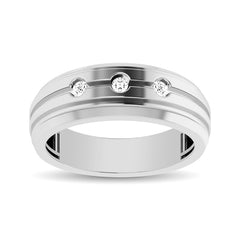 10K White Gold 1/10 Ctw Round Cut Diamond Mens Band