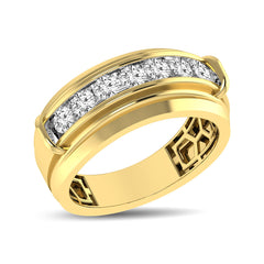 10K Yellow Gold 1/2 Ctw Round Cut Diamond Mens Wedding Band