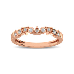 Trigale and Round Shape Diamond 1/10 ctw Band Ring in 14K Rose Gold