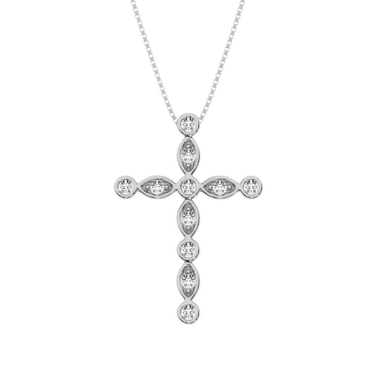 10K White Gold 1/6 Ct.Tw. Diamond Cross Pendant