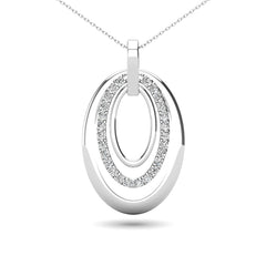 14K White Gold 1/5 Ct.Tw. Diamond Oval Frame Pendant