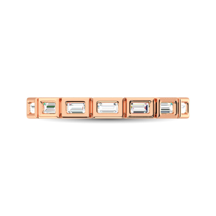 14K Rose Gold 1/4 Ct.Tw. Diamond Straight Buggete Stackable Band