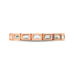 14K Rose Gold 1/4 Ct.Tw. Diamond Straight Buggete Stackable Band