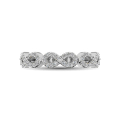 14K White Gold 1/4 Ct.Tw. Diamond Open Frame Stackable Band