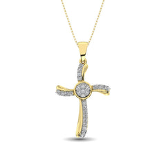 14K Yellow Gold 1/5 Ct.Tw. Diamond Cross Pendant
