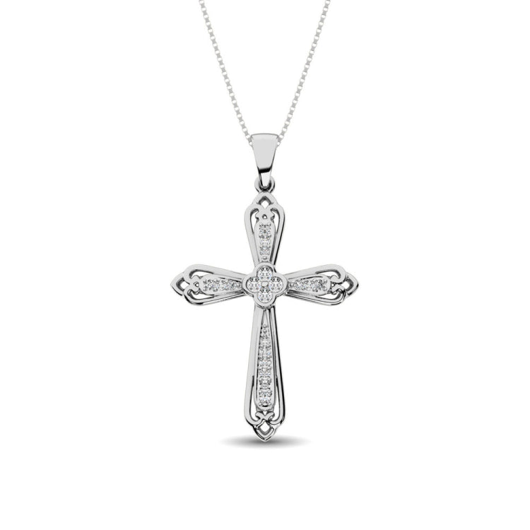 14K White Gold 1/6 Ct.Tw. Diamond Cross Pendant