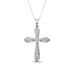 14K White Gold 1/6 Ct.Tw. Diamond Cross Pendant