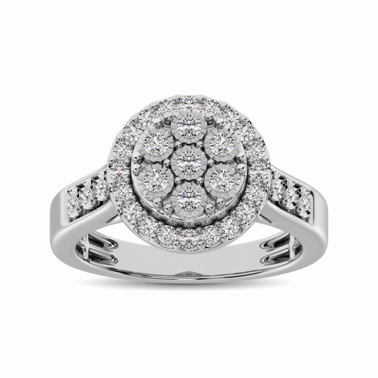 10K White Gold 1/2 Ct.Tw. Diamond Cluster Ring