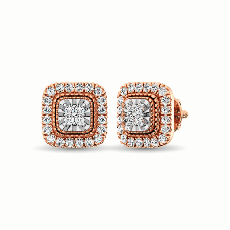 10K Rose Gold 1/3 Ct.Tw. Diamond Stud Earrings