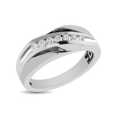 10K White Gold 1/10 Ct.Tw. Diamond Seven Stone Mens Band