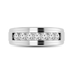10K White Gold 1/4 Ct.Tw. Diamond Satin Finish Mens Band
