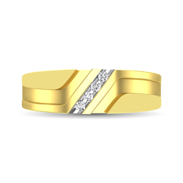 10K Yellow Gold 1/10 Ct.Tw. Diamond Mens Band