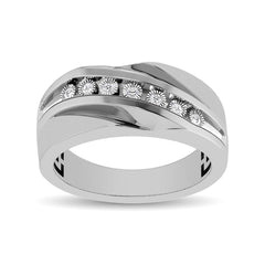10K White Gold 1/10 Ct.Tw. Diamond Illusion Mens Band