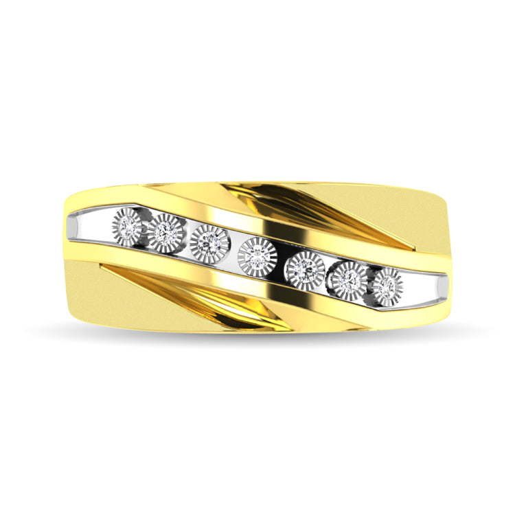 10K Yellow Gold 1/10 Ct.Tw. Diamond Illusion Mens Band