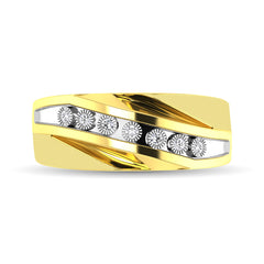 10K Yellow Gold 1/10 Ct.Tw. Diamond Illusion Mens Band