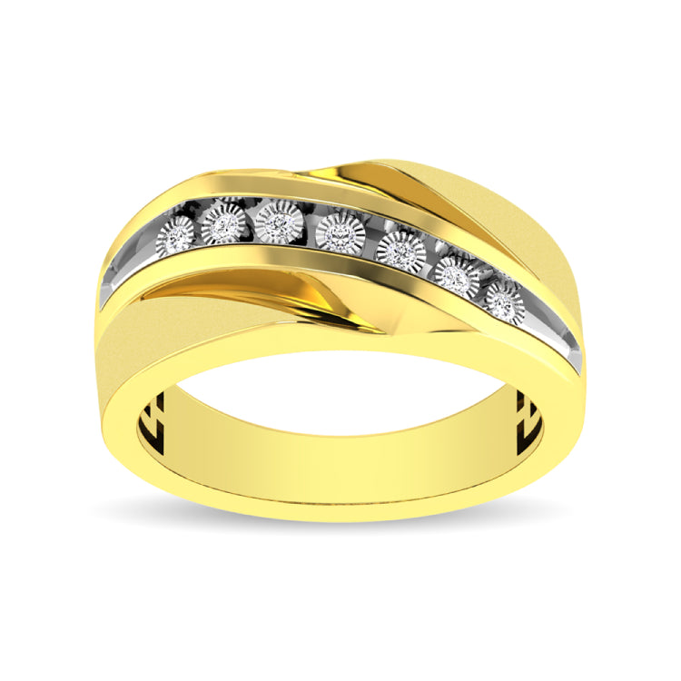 10K Yellow Gold 1/10 Ct.Tw. Diamond Illusion Mens Band