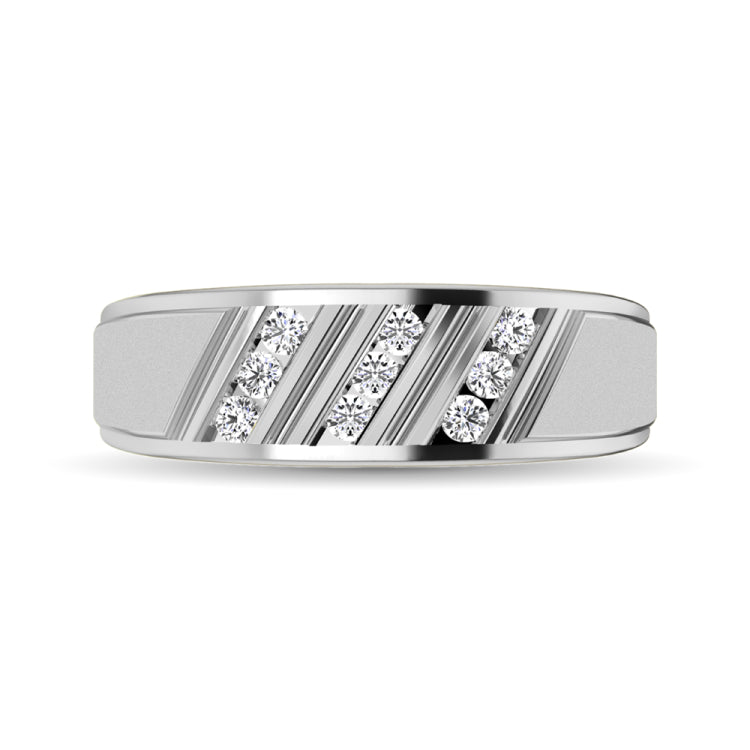 10K White Gold 1/4 Ct.Tw. Diamond Mens Band