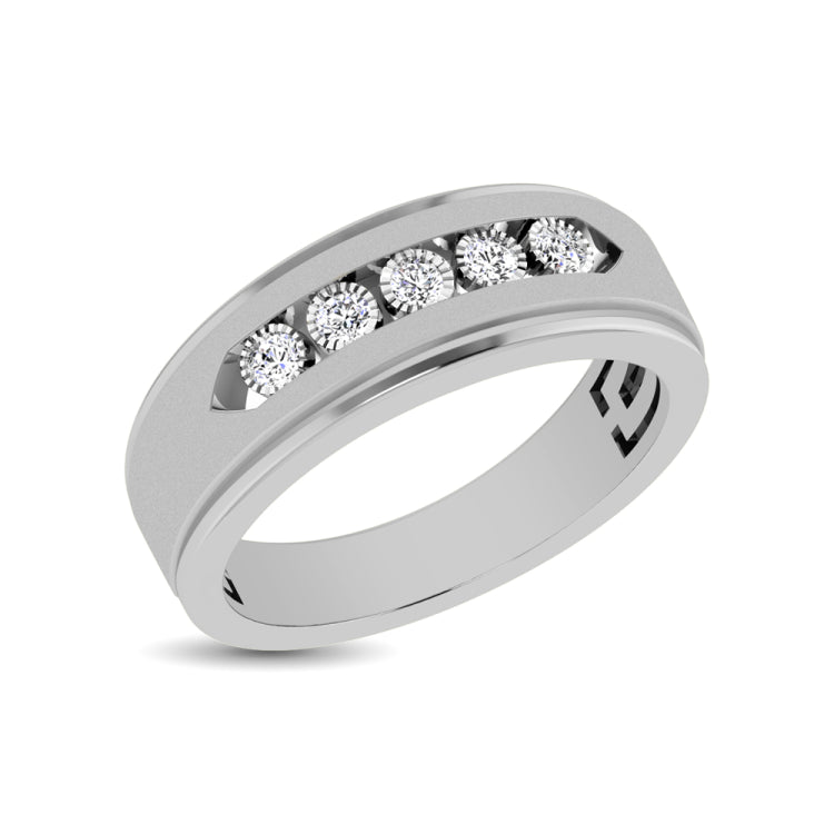 10K White Gold 1/2 Ct.Tw. Diamond Illusion Mens Band