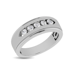 10K White Gold 1/2 Ct.Tw. Diamond Illusion Mens Band