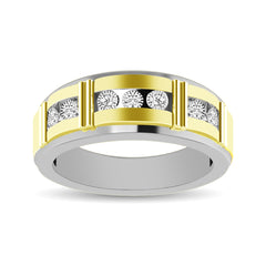 10K Two Tone 1/10 Ct.Tw. Diamond 7 stone Mens Band