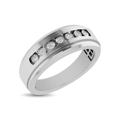 10K White Gold 1/10 Ct.Tw. Diamond Illusion Mens Band