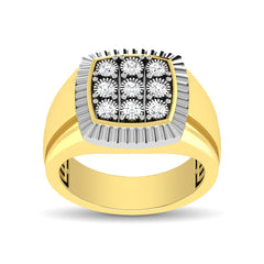 10K Yellow Gold 1/5 Ct.Tw. Diamond Illusion Men&apos;s Fashion Ring