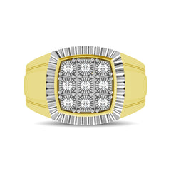 10K Yellow Gold 1/5 Ct.Tw. Diamond Illusion Men&apos;s Fashion Ring