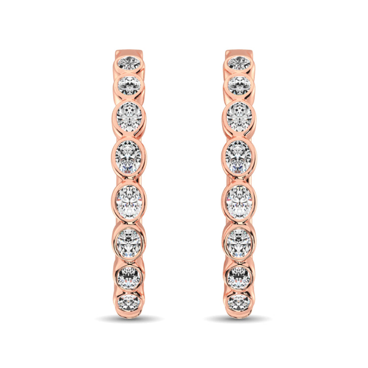 10K Rose Gold 1/3 Ct.Tw. Diamond Hoop Earrings